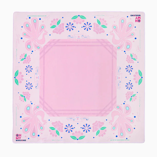 OMM Pink Birdie Mahjong Mat - Durable, Non-Slip Surface for Easy Play