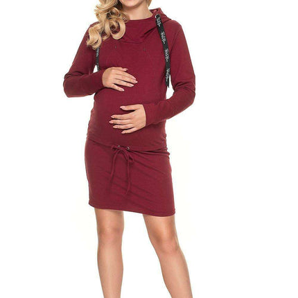 Maternity Hoodie Dress with Nursing Zipper Access - Très Elite