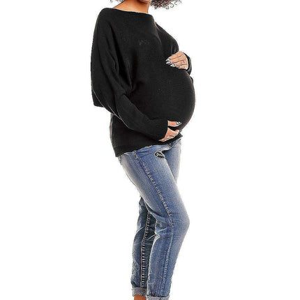 Maternity Oversized Peekaboo Shoulder Sweater for Stylish Moms-to-Be - Très Elite