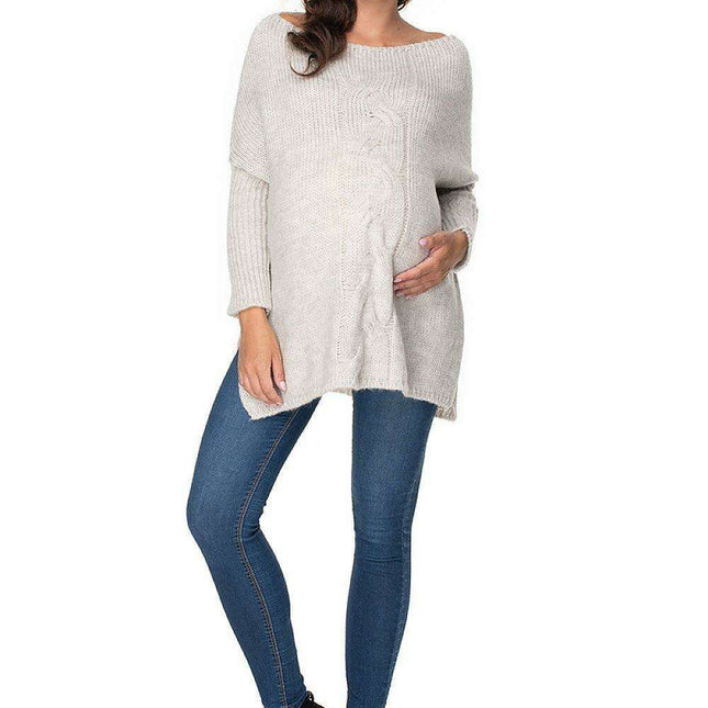 Maternity Stylish Side-Slit Knit Sweater