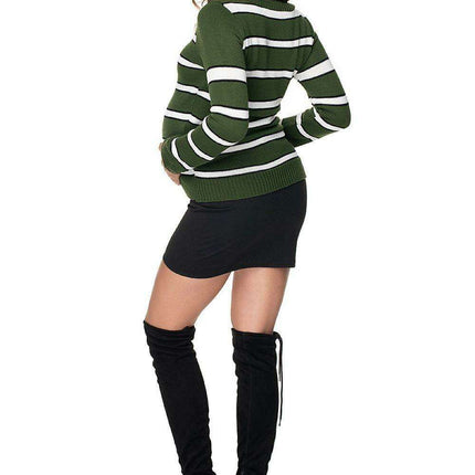 Maternity Stylish Striped Knit Sweater with Peekaboo Design - Très Elite