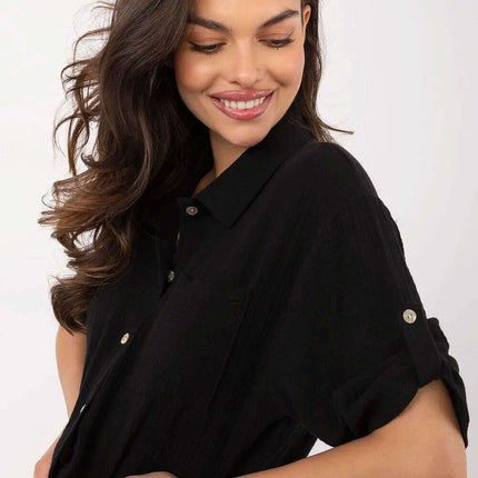 Matterhorn Women Black Shirt 213437 Cotton Tie Hem Design - Très Elite