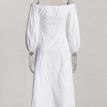 Maxi Dress with Off-Shoulder Detail, Flowing Sleeves, High Waist - Très Elite