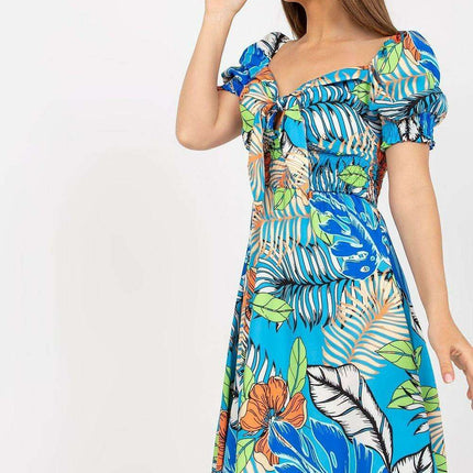 Mediterranean Chic Summer Dress with Spanish Flair Tie - Très Elite