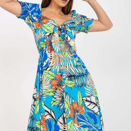 Mediterranean Chic Summer Dress with Spanish Flair Tie - Très Elite