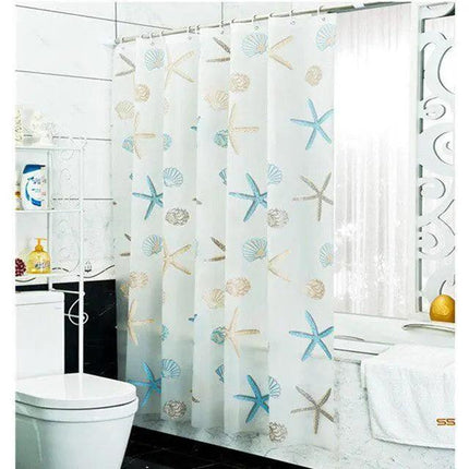 Mediterranean Oasis Waterproof Shower Curtain with Striking Graphic Design..