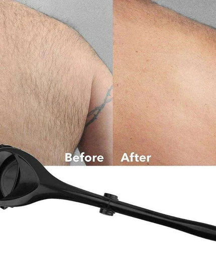 Men's Premium Grooming Set: Back & Body Shaver with Exfoliating Brush & Extra Blades