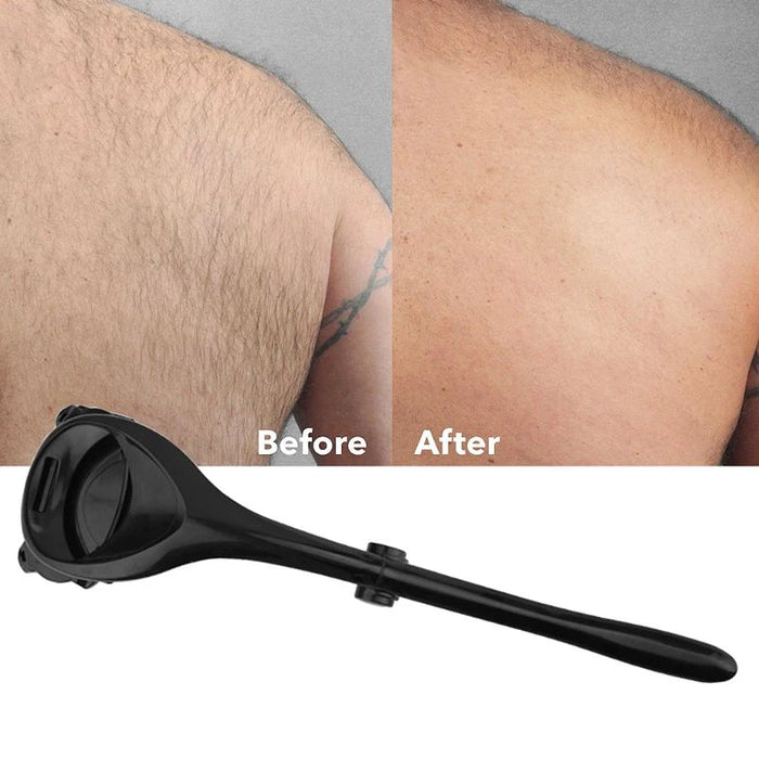 Advanced Men's DIY Back & Body Shaver Kit with Exfoliating Brush & Spare Blades