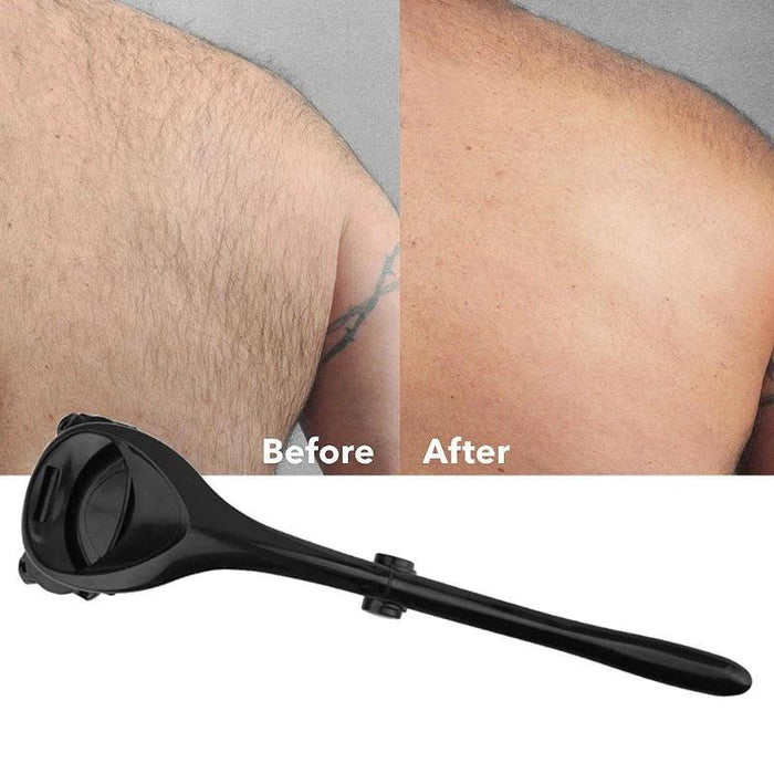 Men's Premium Grooming Set: Back & Body Shaver with Exfoliating Brush & Extra Blades