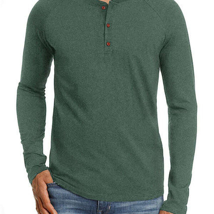 Men Casual Button Henley Long Sleeve