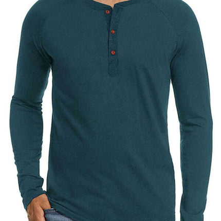 Men Casual Button Henley Long Sleeve