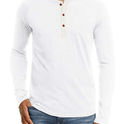 Men Casual Button Henley Long Sleeve
