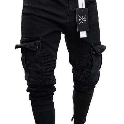 Men Street Style Knit Cargo Jeans - Très Elite