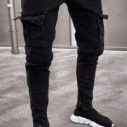 Men Street Style Knit Cargo Jeans