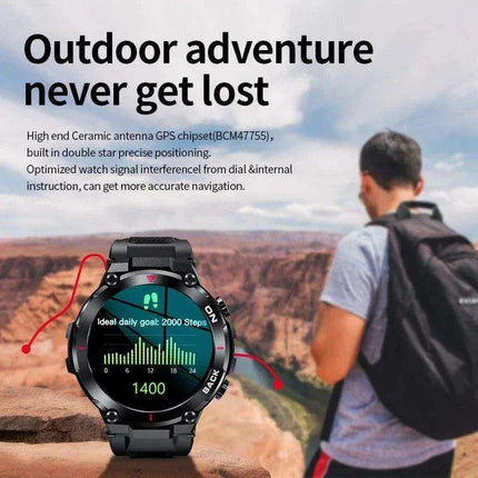 Men's 2024 Outdoor GPS Fitness Smartwatch with Heart Rate Monitor and Waterproof Features - Très Elite