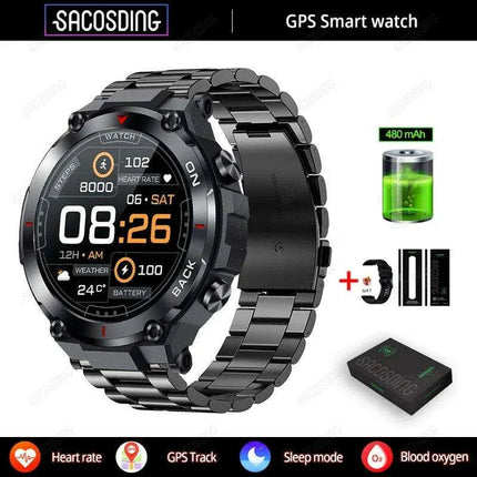 Men's 2024 Outdoor GPS Fitness Smartwatch with Heart Rate Monitor and Waterproof Features - Très Elite