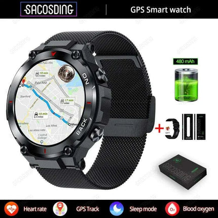 Men's 2024 Outdoor GPS Fitness Smartwatch with Heart Rate Monitor and Waterproof Features - Très Elite