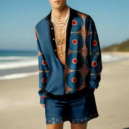 Men's 3D Printed Summer Streetwear Set: Casual Shirt & Oversized Beach Shorts - Très Elite