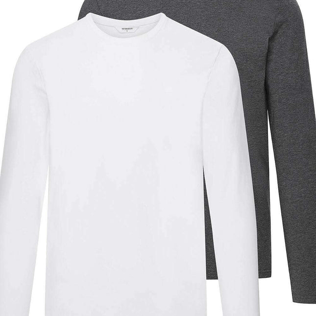 Men's Basic Long Sleeve Undershirt 2-Pack – Cotton Stretch Comfort - Très Elite