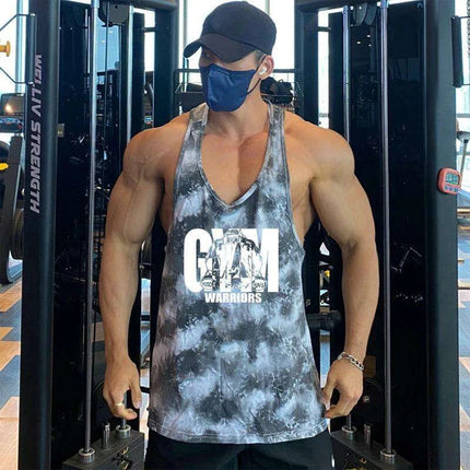 Men's Camouflage Y-Back Stringer Tank - Stylish Fitness Top for Gym and Bodybuilding - Très Elite