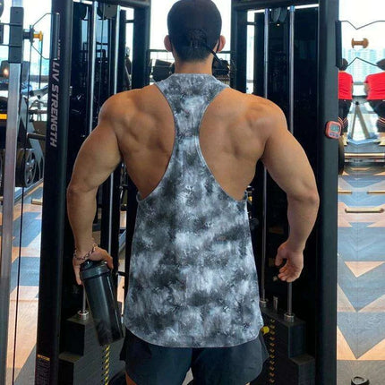 Men's Camouflage Y-Back Stringer Tank - Stylish Fitness Top for Gym and Bodybuilding - Très Elite