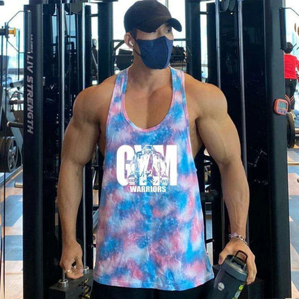 Men's Camouflage Y-Back Stringer Tank - Stylish Fitness Top for Gym and Bodybuilding - Très Elite