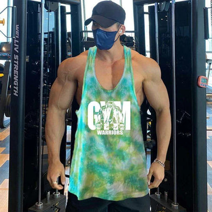 Men's Camouflage Y-Back Stringer Tank - Stylish Fitness Top for Gym and Bodybuilding - Très Elite
