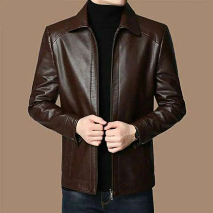 Men's Chic Faux Leather Motorcycle Jacket - Très Elite