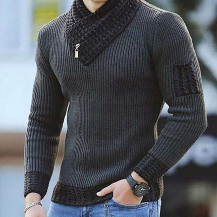 Men's Contrasting Color Stitching Scarf Business Casual Sweater - Très Elite