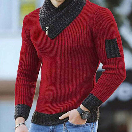 Men's Contrasting Color Stitching Scarf Business Casual Sweater - Très Elite
