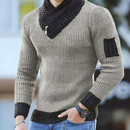Men's Contrasting Color Stitching Scarf Business Casual Sweater - Très Elite