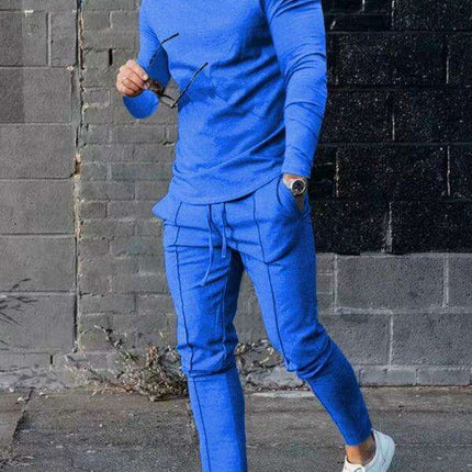 Men's Cozy Lounge Set: Long Sleeve Tee and Matching Pants for Ultimate Comfort - Très Elite