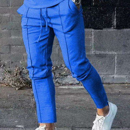 Men's Cozy Lounge Set: Long Sleeve Tee and Matching Pants for Ultimate Comfort - Très Elite