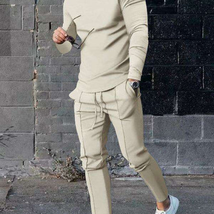 Men's Cozy Lounge Set: Long Sleeve Tee and Matching Pants for Ultimate Comfort - Très Elite
