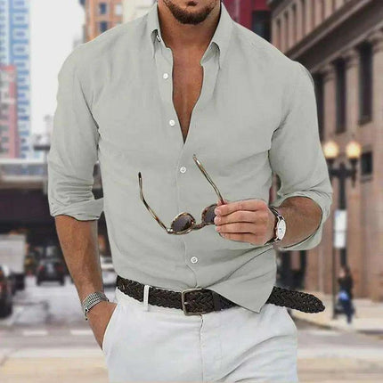 Men's Elegant Lightweight Linen Shirt – Essential Long Sleeve for Summer Beach Style