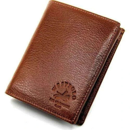 Men's Elegant Taba Leather Wallet by West Polo - Secure Zippered Coin Compartment, Spacious Design, and Gift-Ready Packaging with Fast Shipping - Très Elite