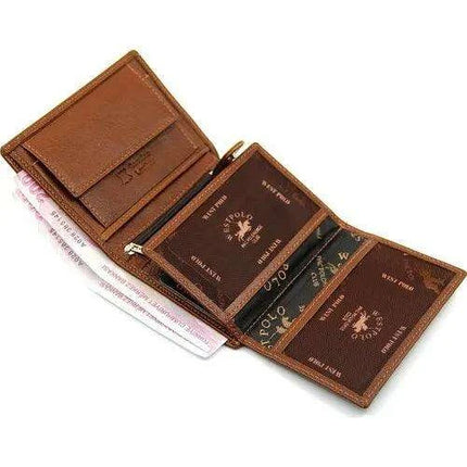 Men's Elegant Taba Leather Wallet by West Polo - Secure Zippered Coin Compartment, Spacious Design, and Gift-Ready Packaging with Fast Shipping - Très Elite