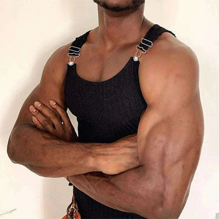 Men's Fashion-Forward Adjustable Slim-Fit Knitted Crop Top with Trendy Side Cutouts - Très Elite