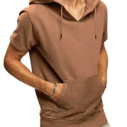 Men's Fashionable Lightweight Short Sleeve Hooded Sweatshirt for Spring and Summer - Très Elite