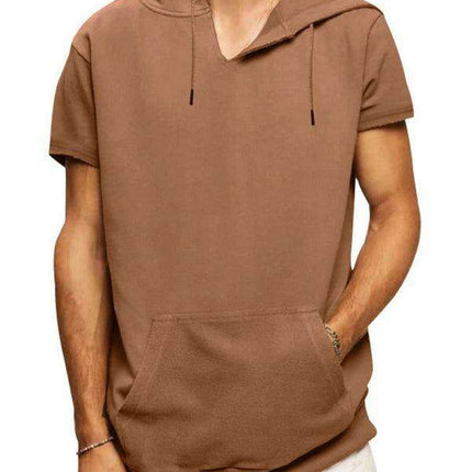 Men's Fashionable Lightweight Short Sleeve Hooded Sweatshirt for Spring and Summer - Très Elite
