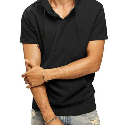 Men's Fashionable Lightweight Short Sleeve Hooded Sweatshirt for Spring and Summer - Très Elite