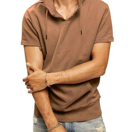 Men's Fashionable Lightweight Short Sleeve Hooded Sweatshirt for Spring and Summer - Très Elite
