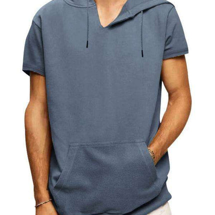 Men's Fashionable Lightweight Short Sleeve Hooded Sweatshirt for Spring and Summer - Très Elite