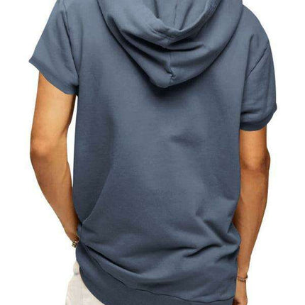 Men's Fashionable Lightweight Short Sleeve Hooded Sweatshirt for Spring and Summer - Très Elite