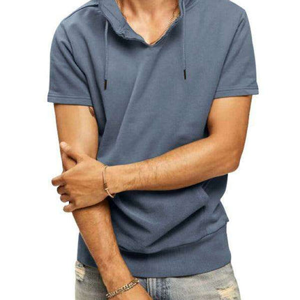 Men's Fashionable Lightweight Short Sleeve Hooded Sweatshirt for Spring and Summer - Très Elite