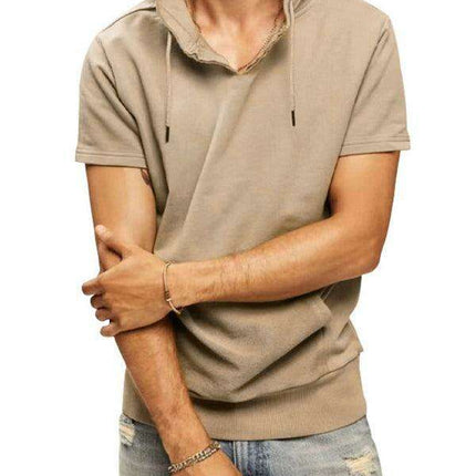 Men's Fashionable Lightweight Short Sleeve Hooded Sweatshirt for Spring and Summer - Très Elite