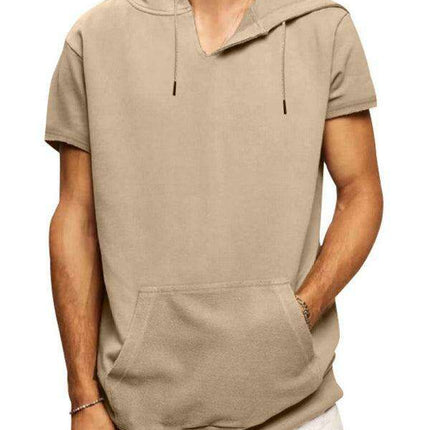 Men's Fashionable Lightweight Short Sleeve Hooded Sweatshirt for Spring and Summer - Très Elite