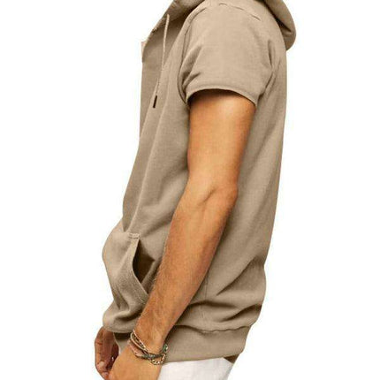 Men's Fashionable Lightweight Short Sleeve Hooded Sweatshirt for Spring and Summer - Très Elite