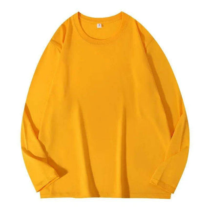 Men's Heavyweight Cotton O-neck Long-sleeved T-shirt - Solid Color Casual Top for Spring and Autumn Couples - Très Elite
