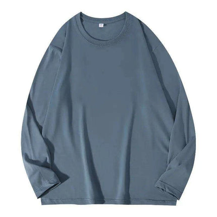 Men's Heavyweight Cotton O-neck Long-sleeved T-shirt - Solid Color Casual Top for Spring and Autumn Couples - Très Elite